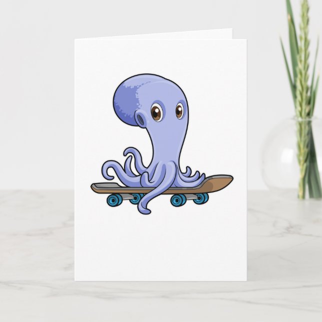 Octopus as Skater with Skateboard Card (Front)