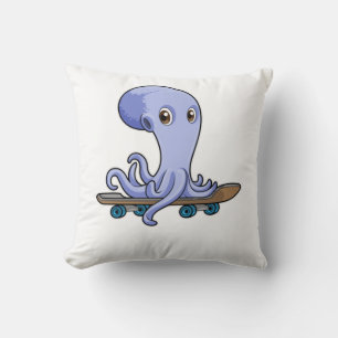 Octopus as Skater with Skateboard Cushion