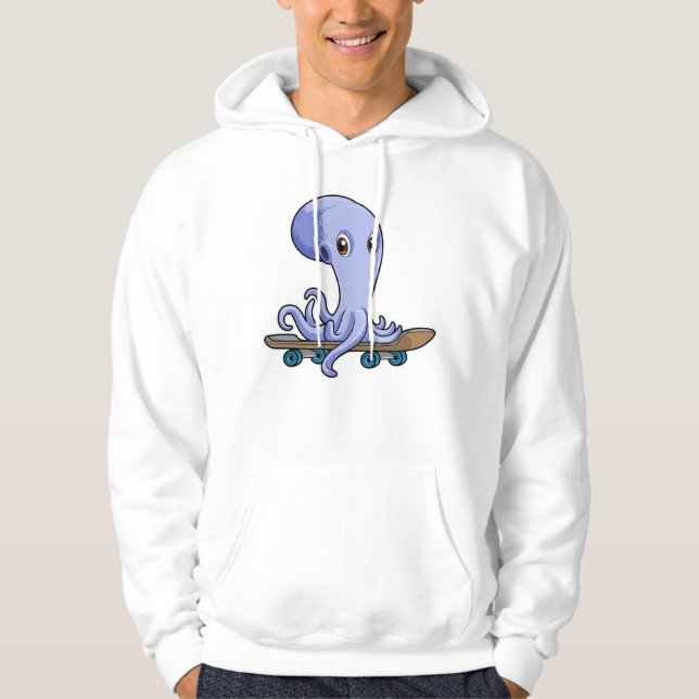 Octopus as Skater with Skateboard Hoodie (Front)
