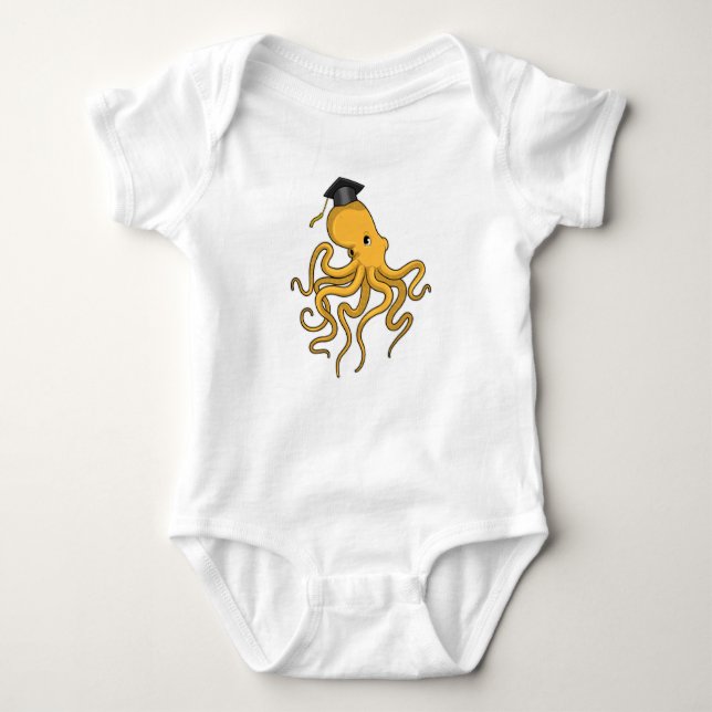 Octopus as Student with Diploma Baby Bodysuit (Front)