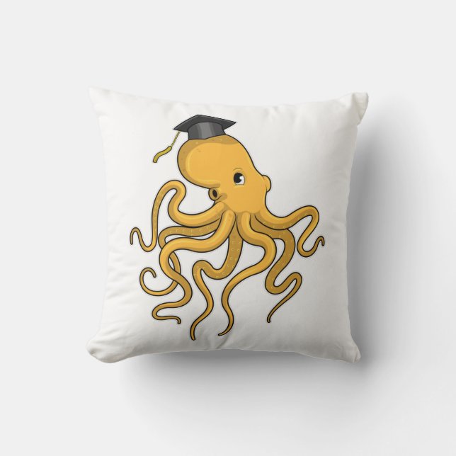 Octopus as Student with Diploma Cushion (Front)