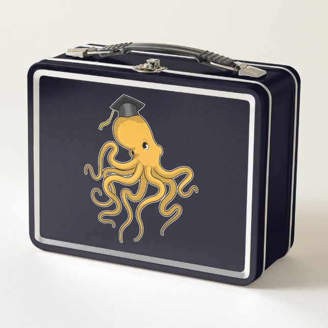 Octopus as Student with Diploma Metal Lunch Box (Front)