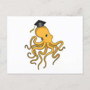Octopus as Student with Diploma Postcard