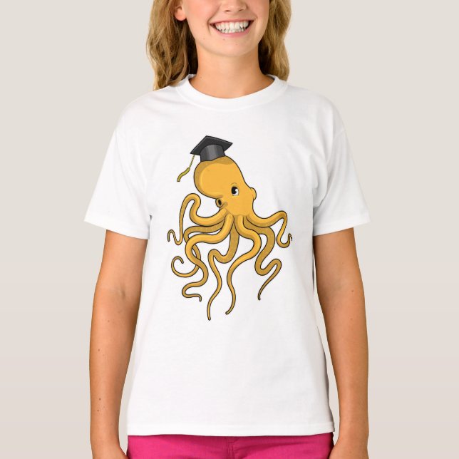 Octopus as Student with Diploma T-Shirt (Front)