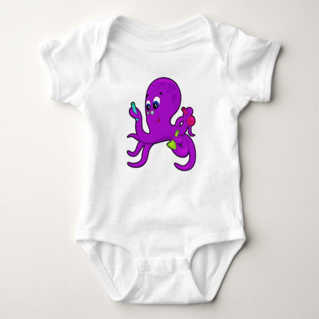 Octopus as Teacher with Laboratory equipment Baby Bodysuit (Front)