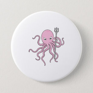 Octopus as Wizard with Trident 7.5 Cm Round Badge