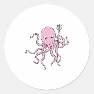 Octopus as Wizard with Trident Classic Round Sticker