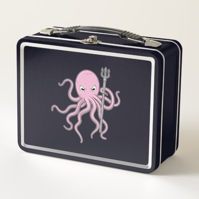 Octopus as Wizard with Trident Metal Lunch Box (Front)