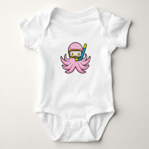Octopus at Diving with Snorkel & Swimming goggles Baby Bodysuit