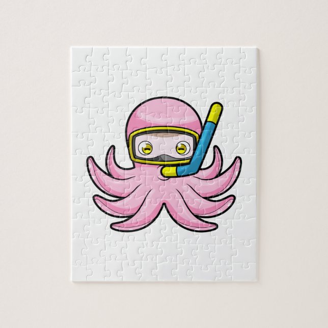 Octopus at Diving with Snorkel & Swimming goggles Jigsaw Puzzle (Vertical)