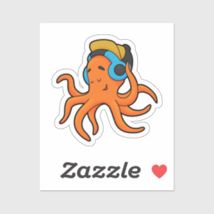 Octopus at Music with Headphone