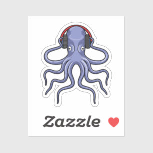 Octopus at Music with Headphone