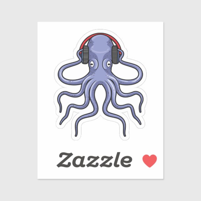 Octopus at Music with Headphone (Sheet)