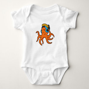 Octopus at Music with Headphone Baby Bodysuit