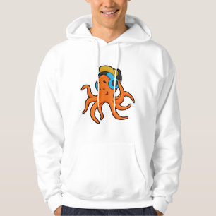 Octopus at Music with Headphone Hoodie