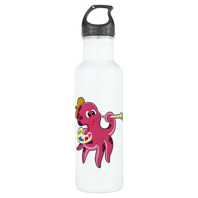 Octopus at Painting with Brush & Colour 710 Ml Water Bottle (Front)