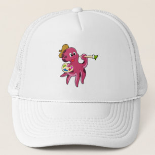 Octopus at Painting with Brush & Colour Trucker Hat