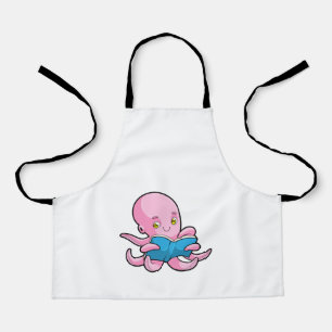 Octopus at Reading a Book Apron