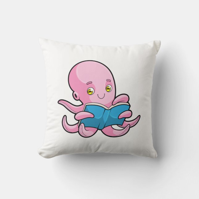 Octopus at Reading a Book Cushion (Front)