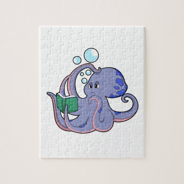 Octopus at Reading with Book Jigsaw Puzzle (Vertical)