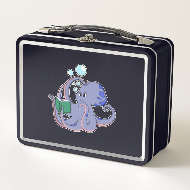 Octopus at Reading with Book Metal Lunch Box (Front)