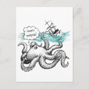 Octopus attack postcard