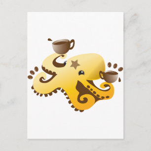 Octopus Barista Postcard
