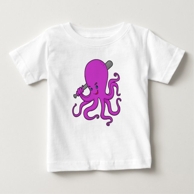 Octopus Baseball Baseball bat Baby T-Shirt (Front)