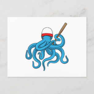 Octopus Baseball bat Baseball Postcard