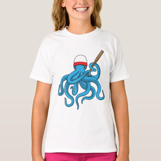 Octopus Baseball bat Baseball T-Shirt (Front)