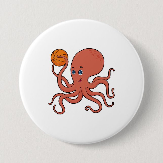 Octopus Basketball player Basketball 7.5 Cm Round Badge (Front)