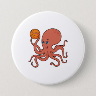 Octopus Basketball player Basketball 7.5 Cm Round Badge