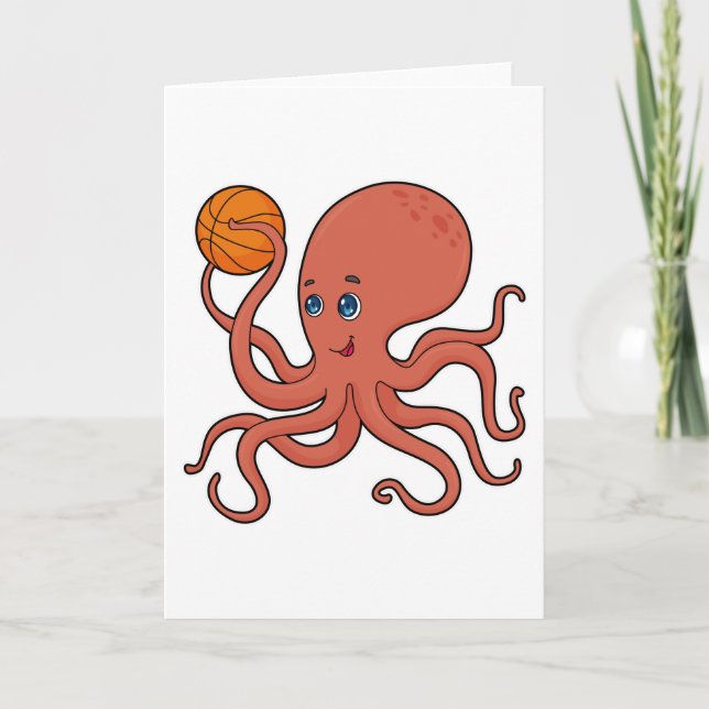Octopus Basketball player Basketball Card (Front)