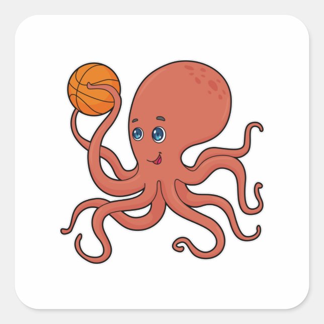 Octopus Basketball player Basketball Square Sticker (Front)