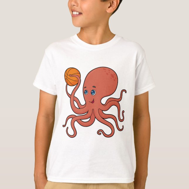 Octopus Basketball player Basketball T-Shirt (Front)