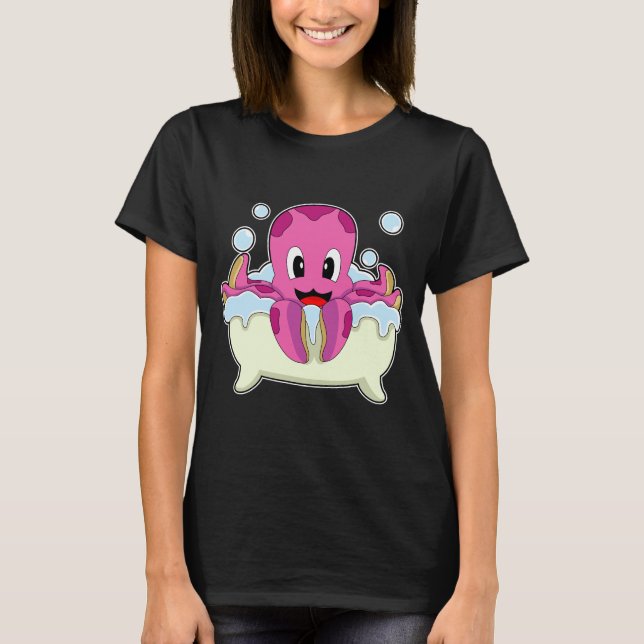 Octopus Bathe Bathtub T-Shirt (Front)