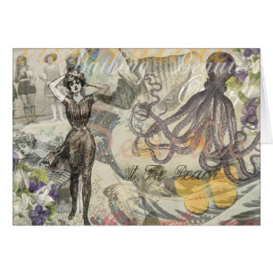 Octopus Beach Antique Coastal Steampunk