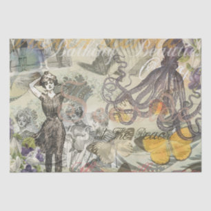 Octopus Beach Antique Coastal Steampunk Tissue Paper