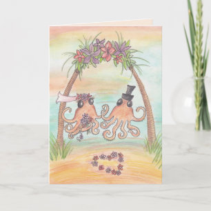 Octopus Beach Wedding Card