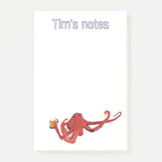 Octopus Beer lover Custom Post-it Notes (Front)