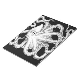 Octopus Black And White Ink Notepad