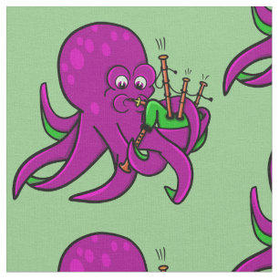 Octopus Blowing Making Music On Bagpipes Fabric