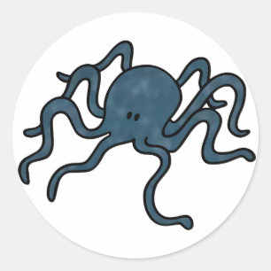 Octopus Blue Classic Round Sticker