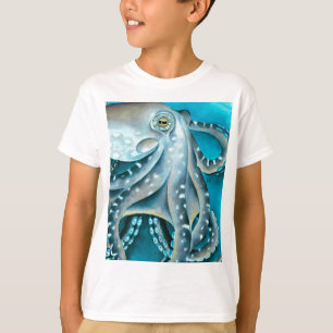 Octopus Blue Watercolor Detail T-Shirt