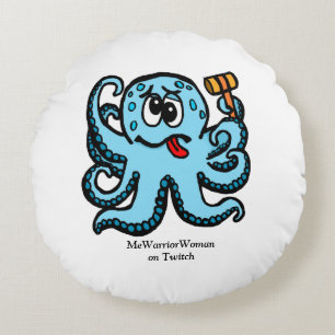 Octopus Bonk,  MeWarriorWoman on Twitch Round Cushion