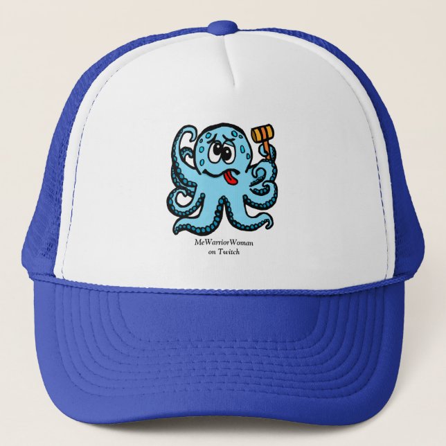 Octopus Bonk, MeWarriorWoman on Twitch Trucker Hat (Front)