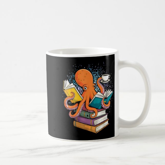 Octopus book reading reader ocean funny  coffee mug (Right)