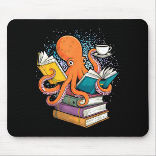 Octopus book reading reader ocean funny mouse pad