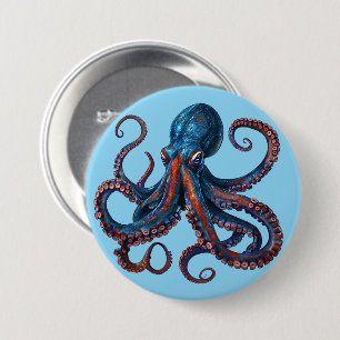 Octopus Button Pin - Custom Eight Arm Fun Badge