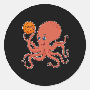 Octopus Bysketbyll Player Bysketbyll Sports Classic Round Sticker